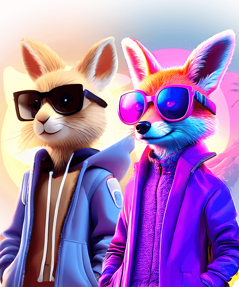 JustPlay creators represented by a rabbit and fox